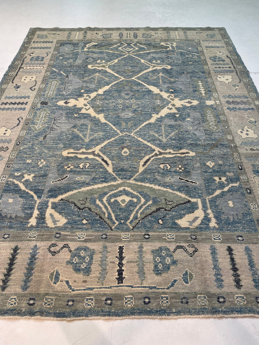 Hand-Knotted Wool Rug Turkish Oushak 8'2" x 10'9"