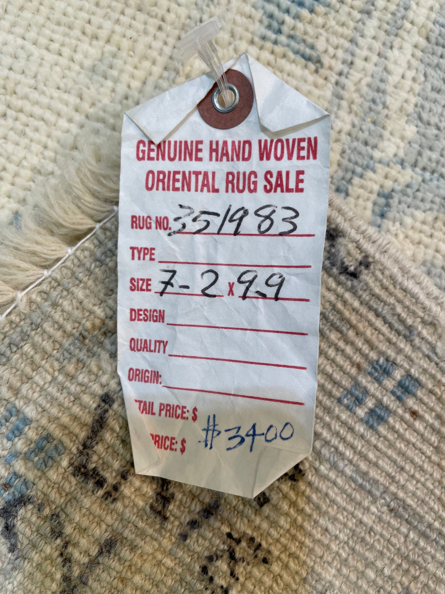 Hand-Knotted Wool Rug Turkish Oushak 7'2" x 9'9"