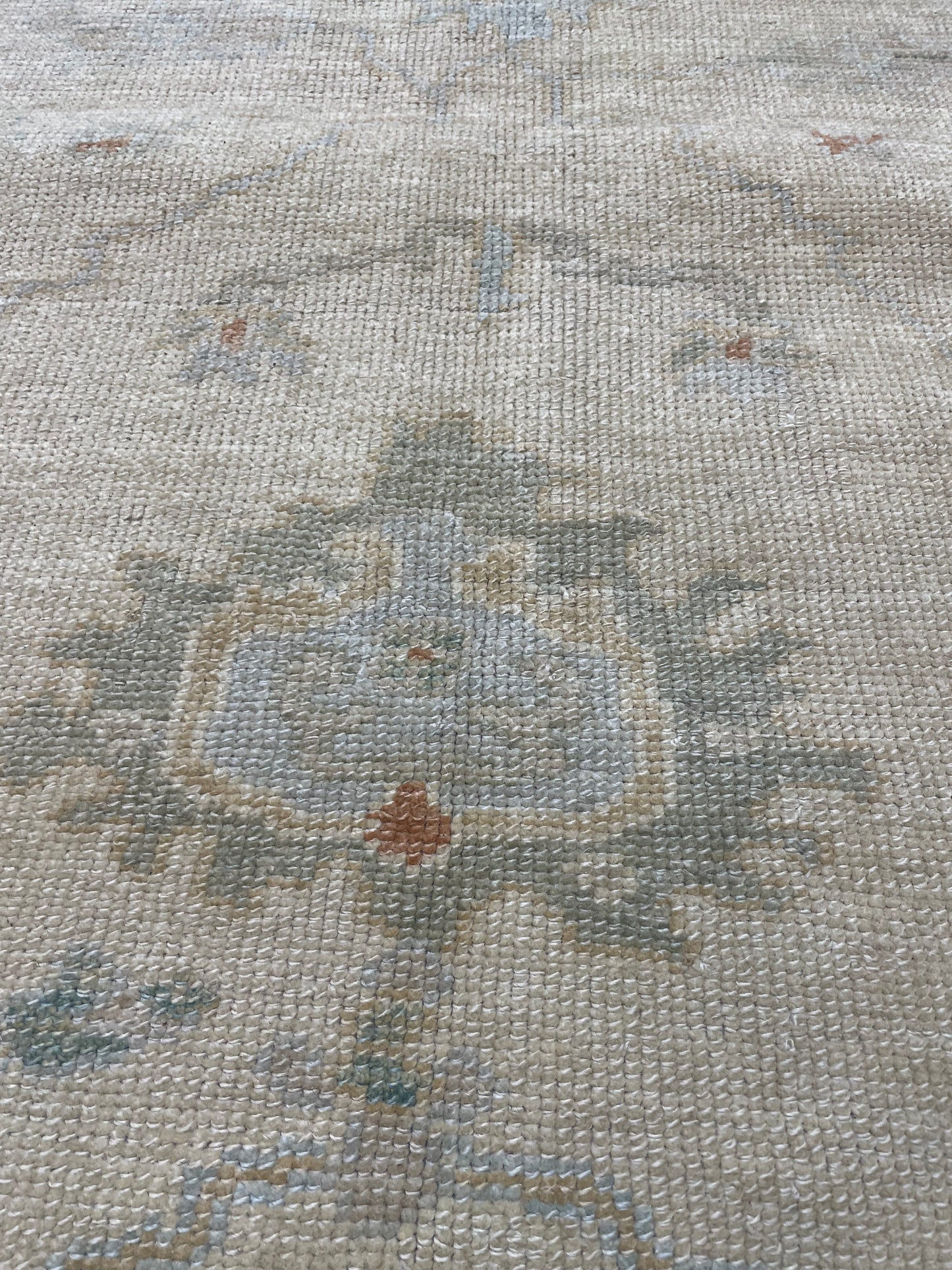 Hand-Knotted Wool Rug Turkish Oushak 9'4" x 10'6"