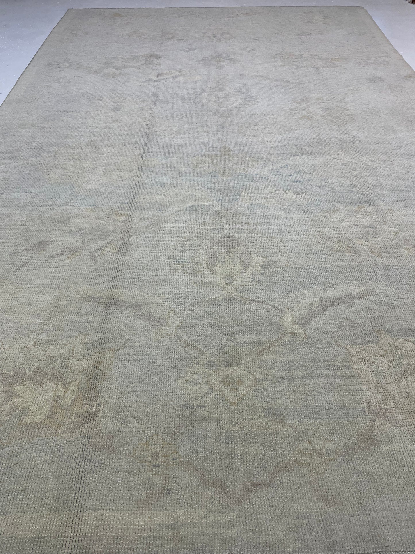 Hand-Knotted Wool Rug Turkish Oushak 7'11" x 12'5"