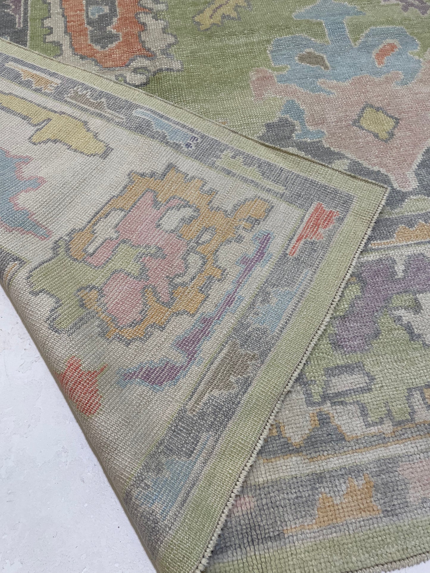 Hand-Knotted Wool Rug Turkish Oushak 8'10" x 11'6"