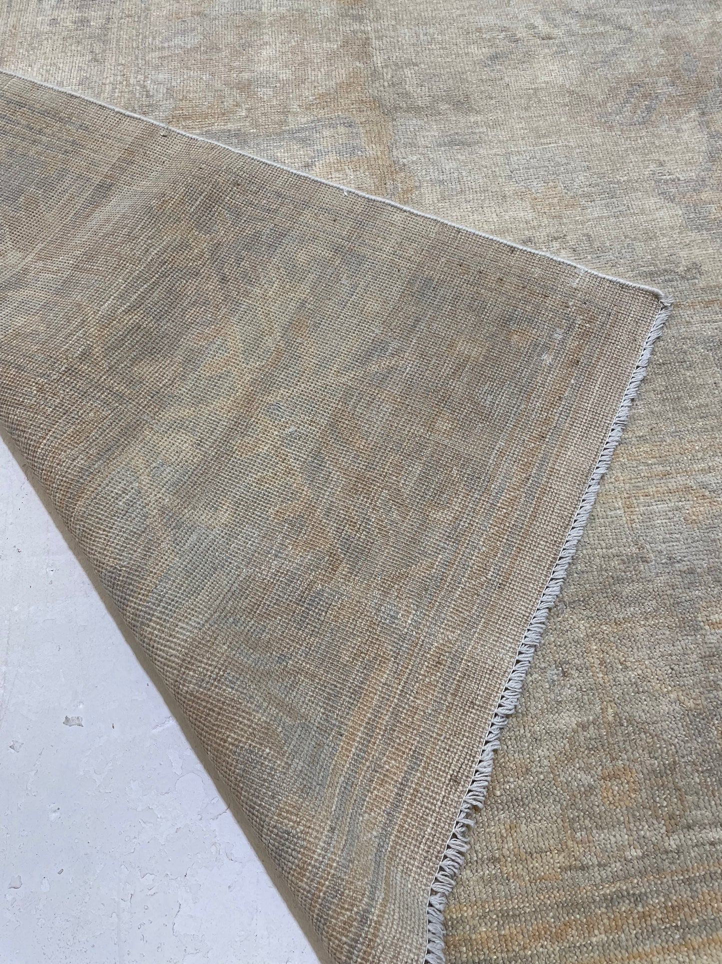 Hand-Knotted Wool Rug Turkish Oushak 9' x 12'