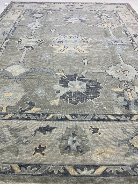 Hand-Knotted Wool Rug Turkish Oushak 9' x 11'5"