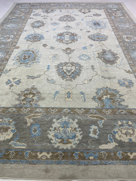 Hand-Knotted Wool Rug Turkish Oushak 9' x 12'8"