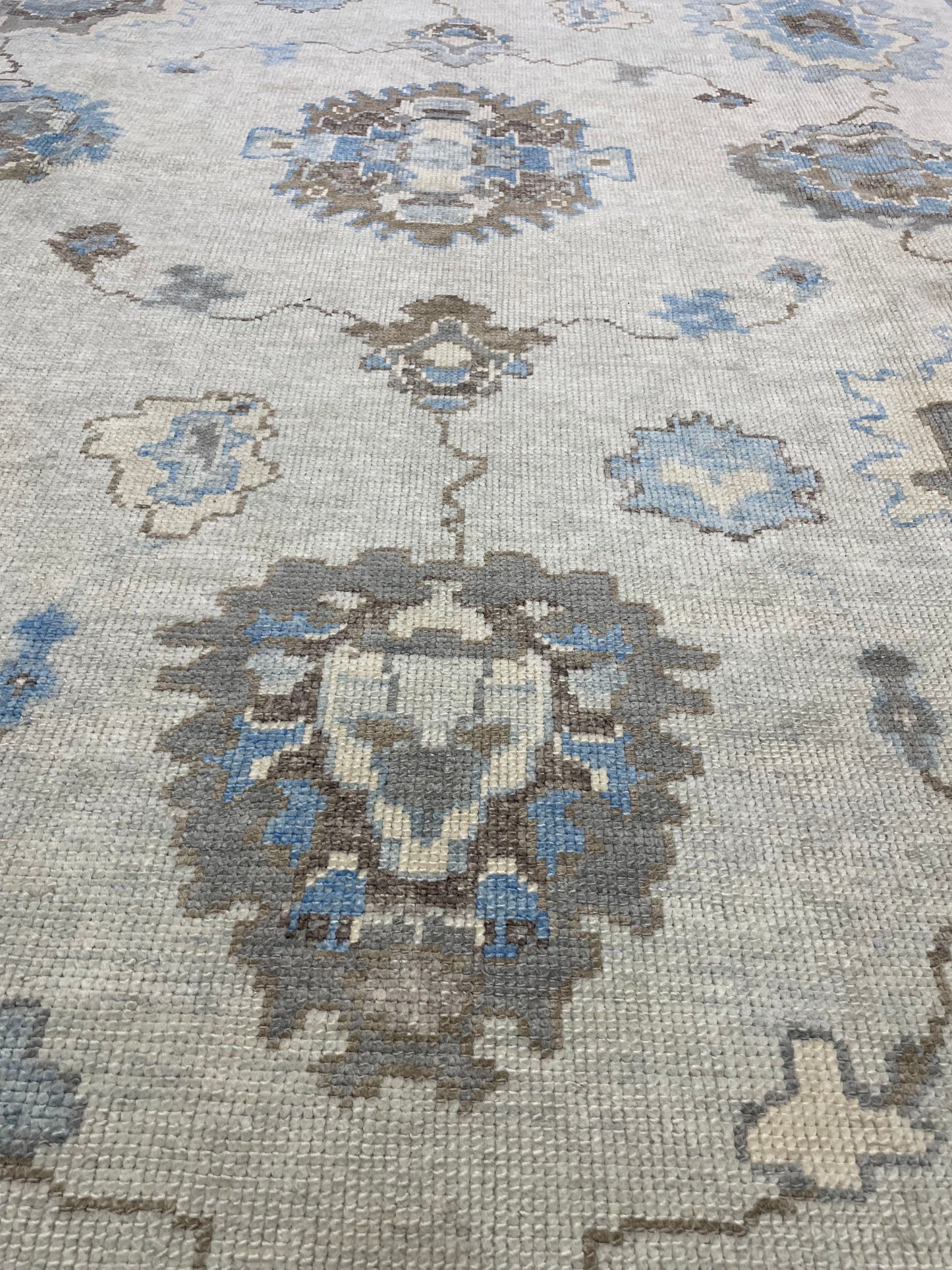 Hand-Knotted Wool Rug Turkish Oushak 9' x 12'8"