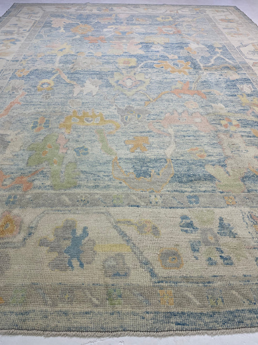 Hand-Knotted Wool Rug Turkish Oushak 9'9" x 12'4"