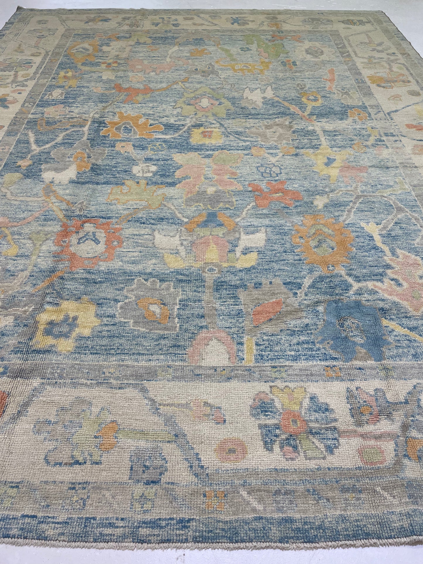 Hand-Knotted Wool Rug Turkish Oushak 9'9" x 12'4"