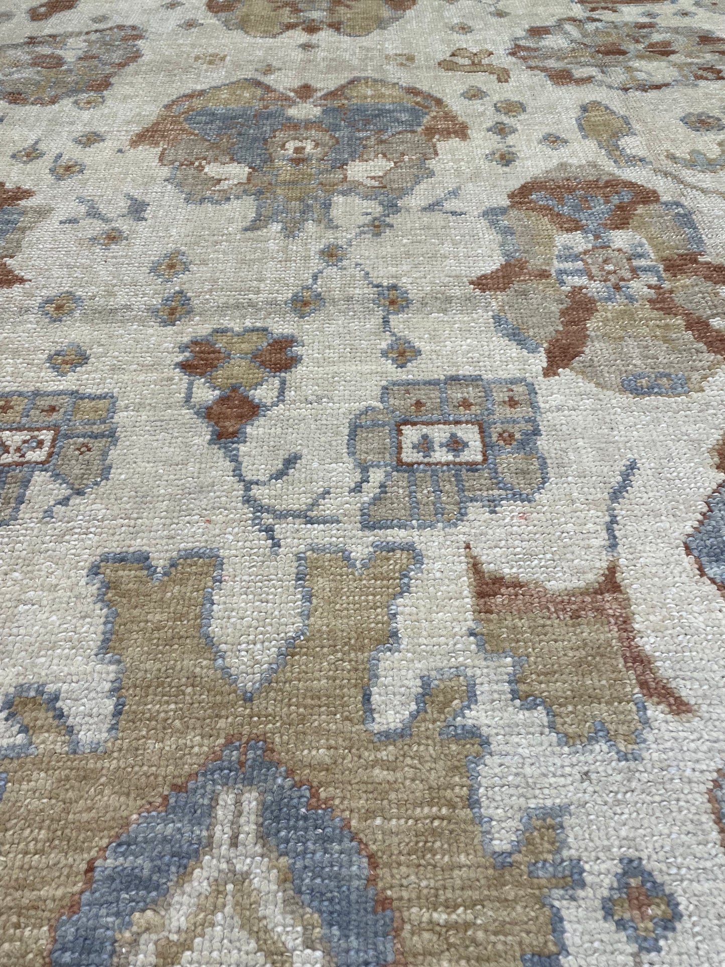 Hand-Knotted Wool Rug Turkish Oushak 9' x 12'4"