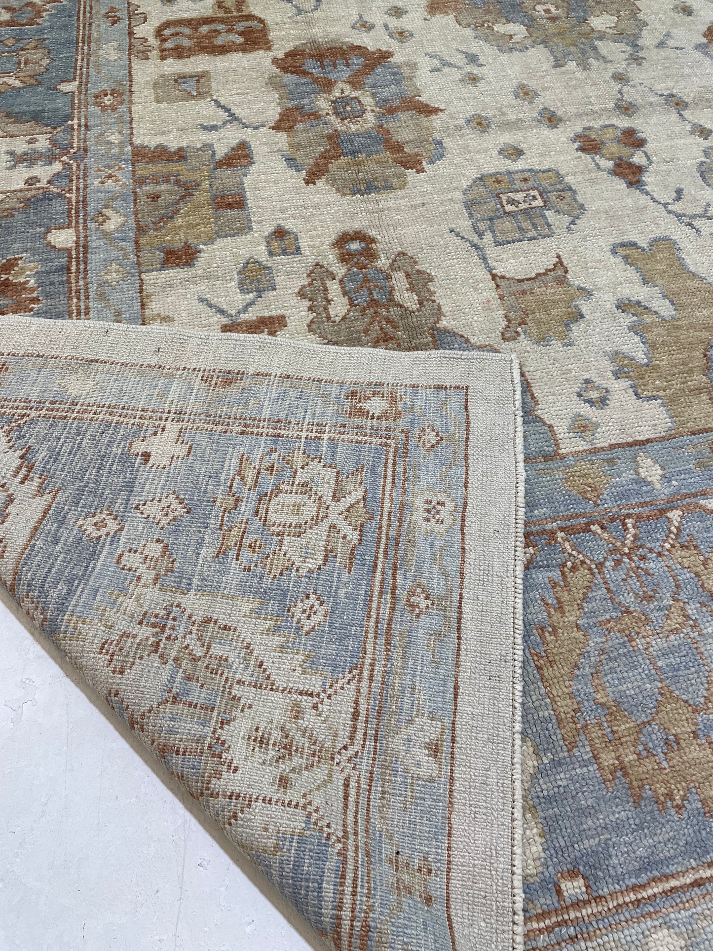 Hand-Knotted Wool Rug Turkish Oushak 9' x 12'4"