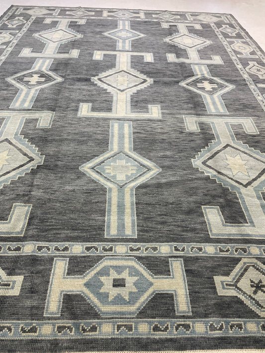 Hand-Knotted Wool Rug Turkish Oushak 9'3" x 12'5"