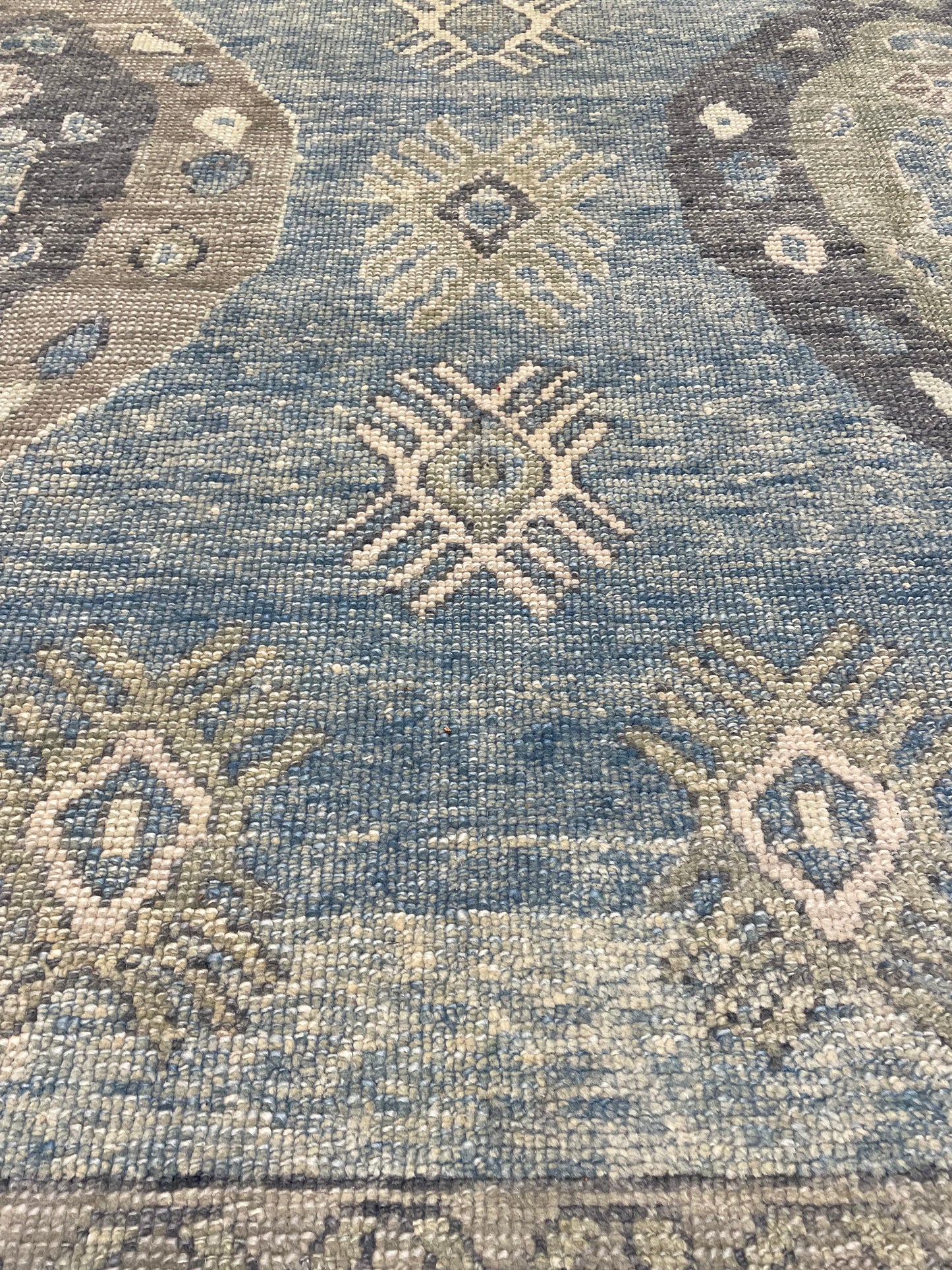 Hand-Knotted Wool Rug Turkish Oushak 9'3" x 12