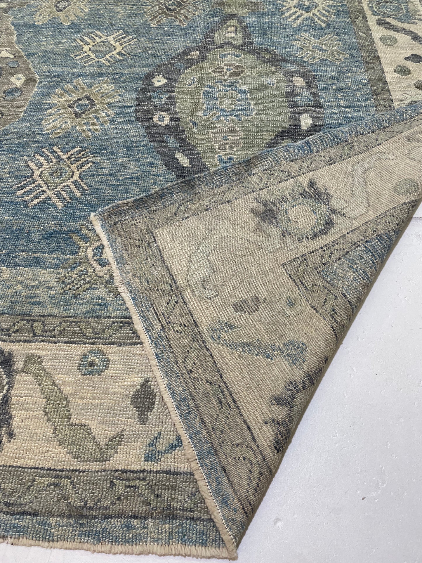 Hand-Knotted Wool Rug Turkish Oushak 9'3" x 12