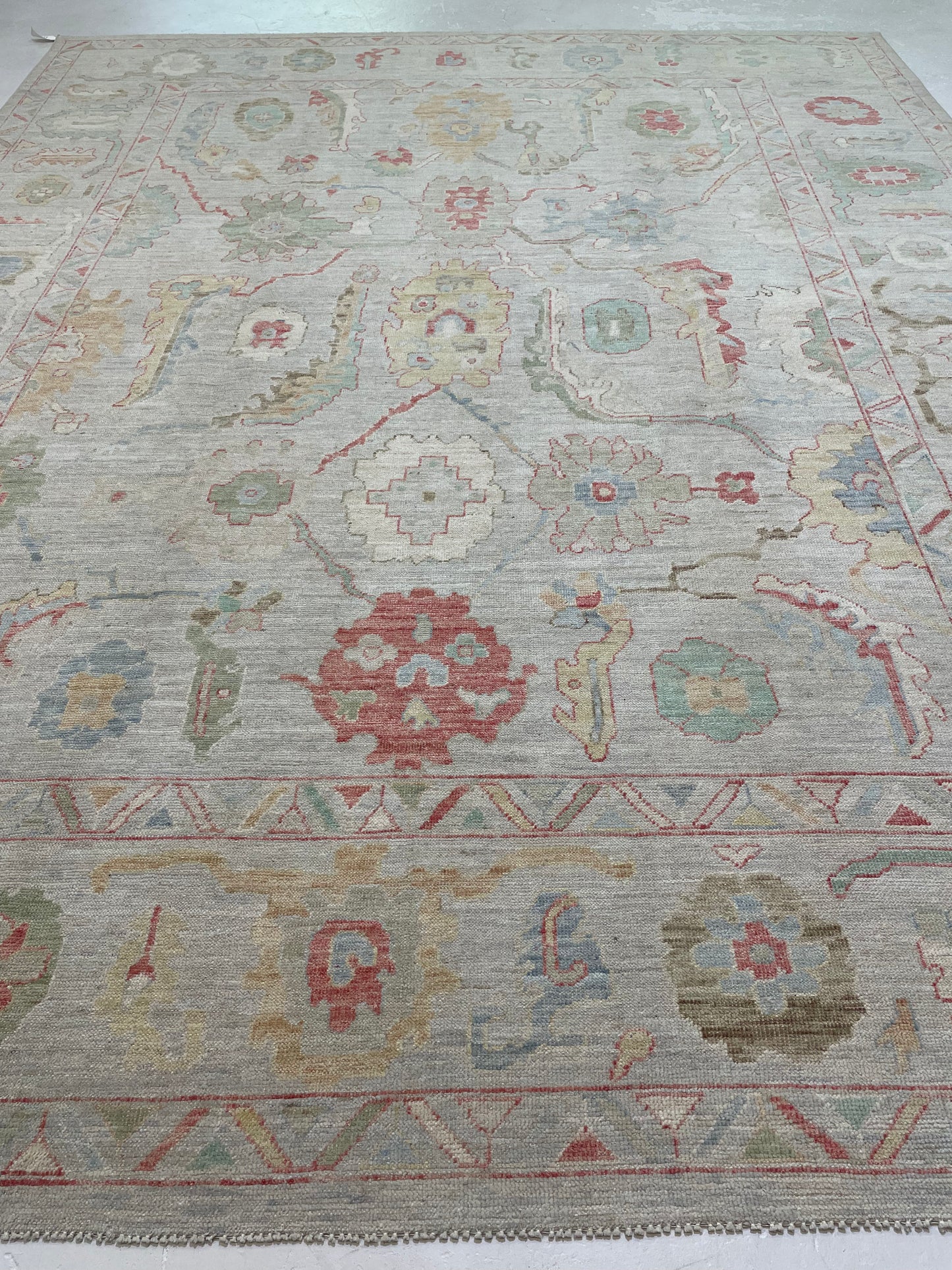 Hand-Knotted Wool Rug Turkish Oushak 9' x 11'7"