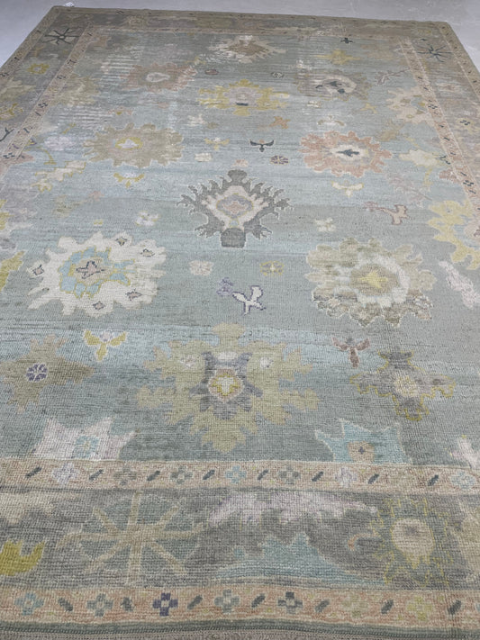 Hand-Knotted Wool Rug Turkish Oushak 9' x 11'11"