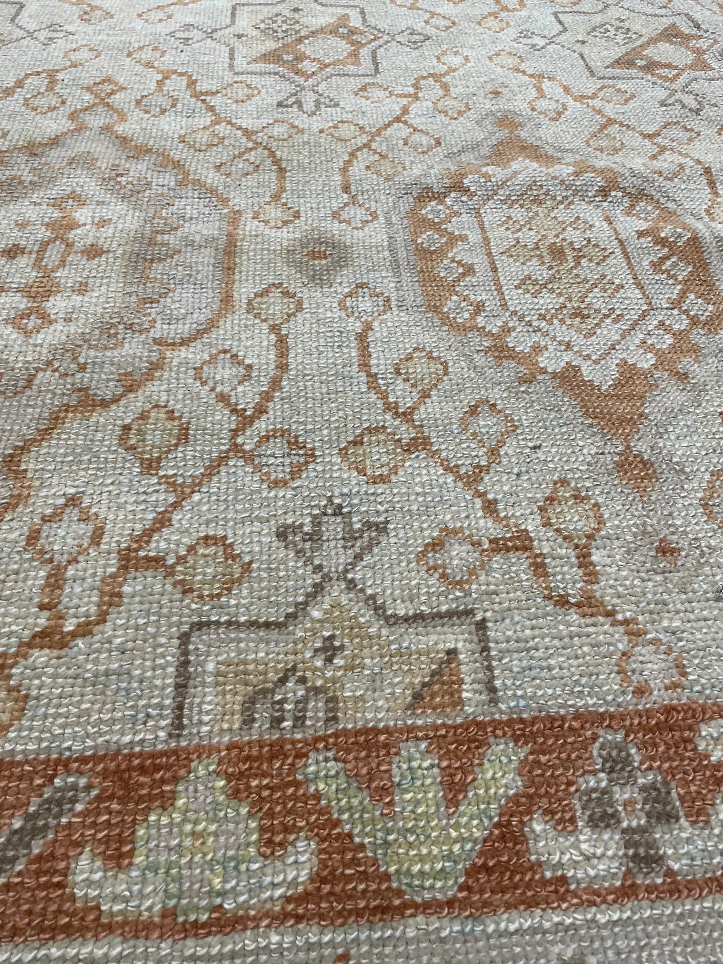 Hand-Knotted Wool Rug Turkish Oushak 9'4" x 12'6"