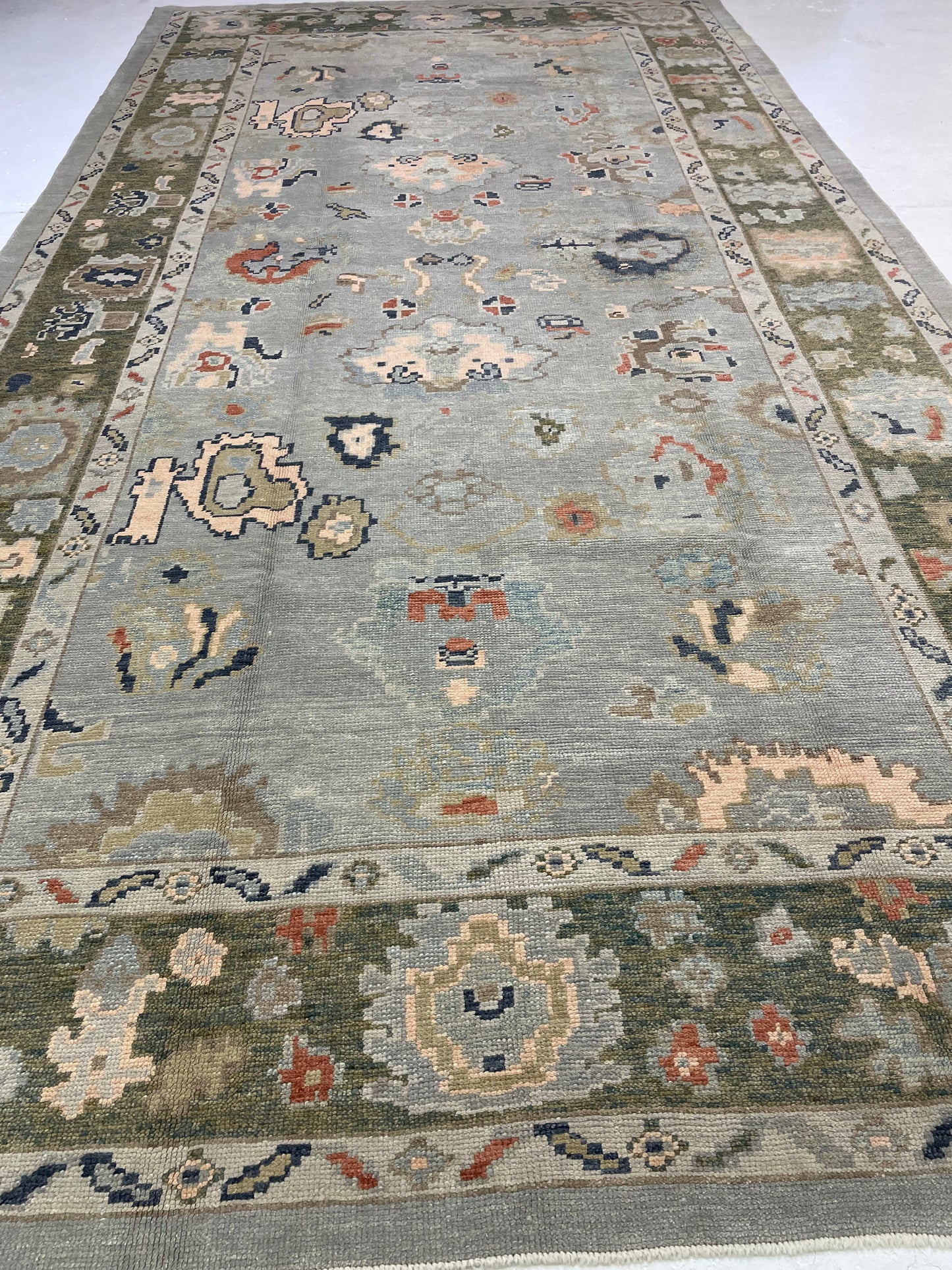 Hand-Knotted Wool Gallery Size Turkish Oushak 8'2" x 15'6"