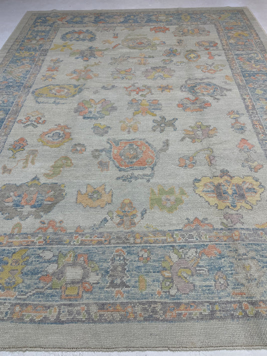 Hand-Knotted Wool Rug Turkish Oushak 8'3" x 10'9"