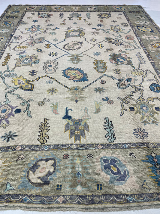 Hand-Knotted Wool Rug Turkish Oushak 9' x 11'11"