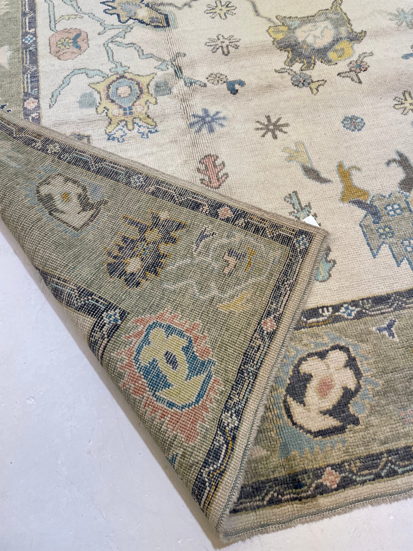 Hand-Knotted Wool Rug Turkish Oushak 9' x 11'11"