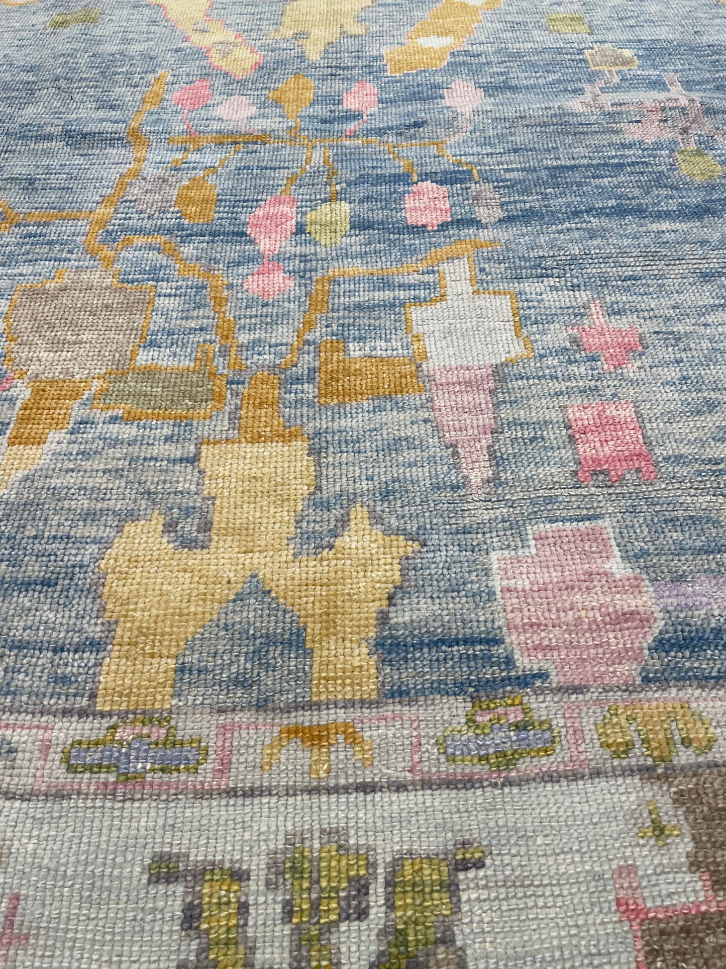 Hand-Knotted Wool Rug Turkish Oushak 8'10" x 11'10"