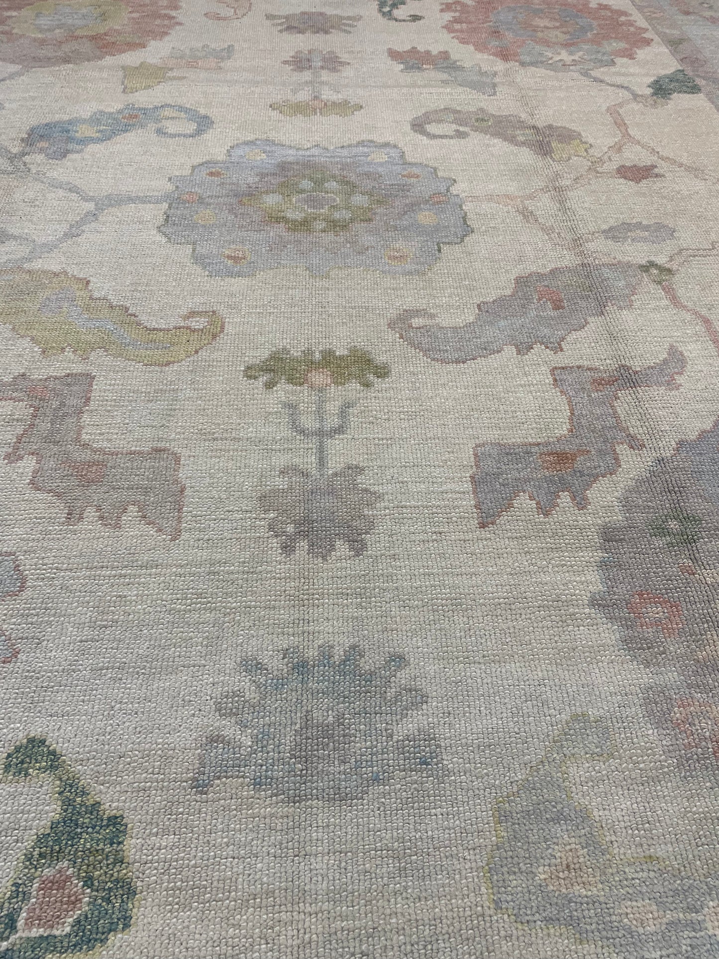 Hand-Knotted Wool Rug Turkish Oushak 9' x 12'2"