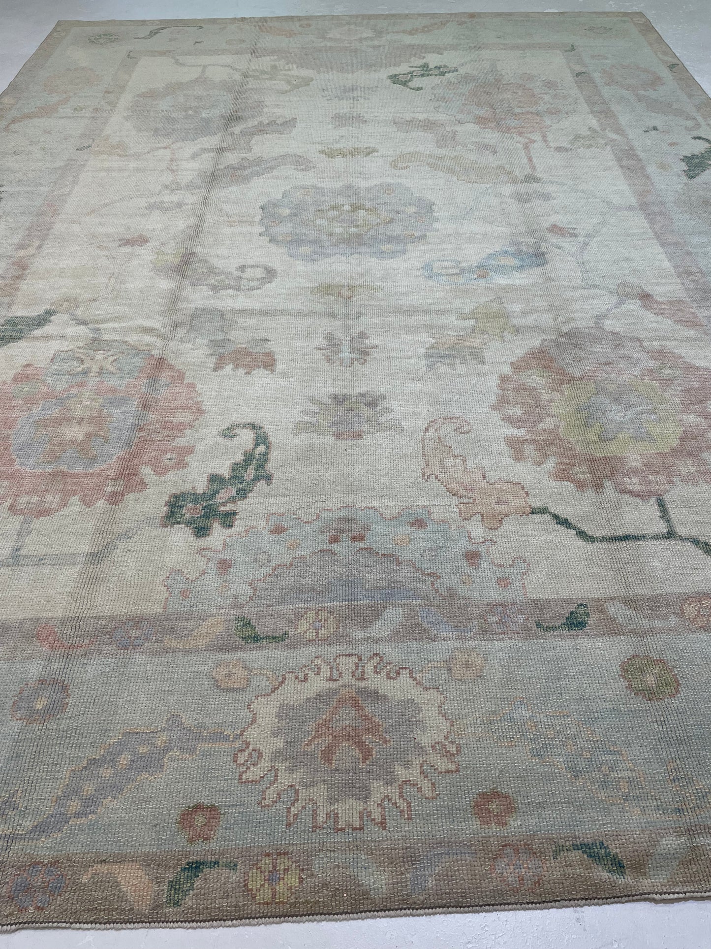 Hand-Knotted Wool Rug Turkish Oushak 9' x 12'2"