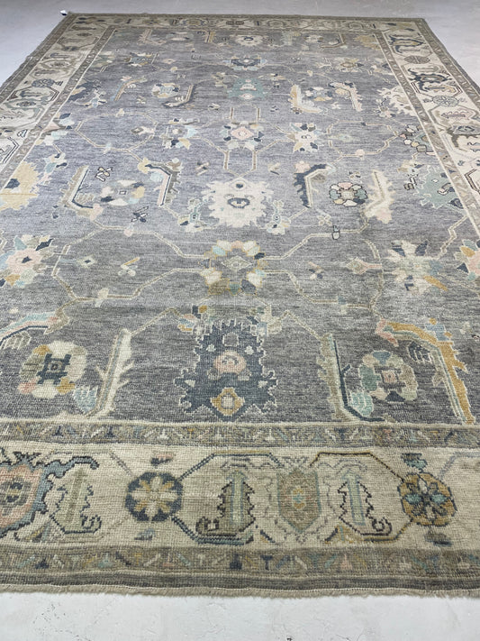 Hand-Knotted Wool Rug Turkish Oushak 9'7" x 14'1"