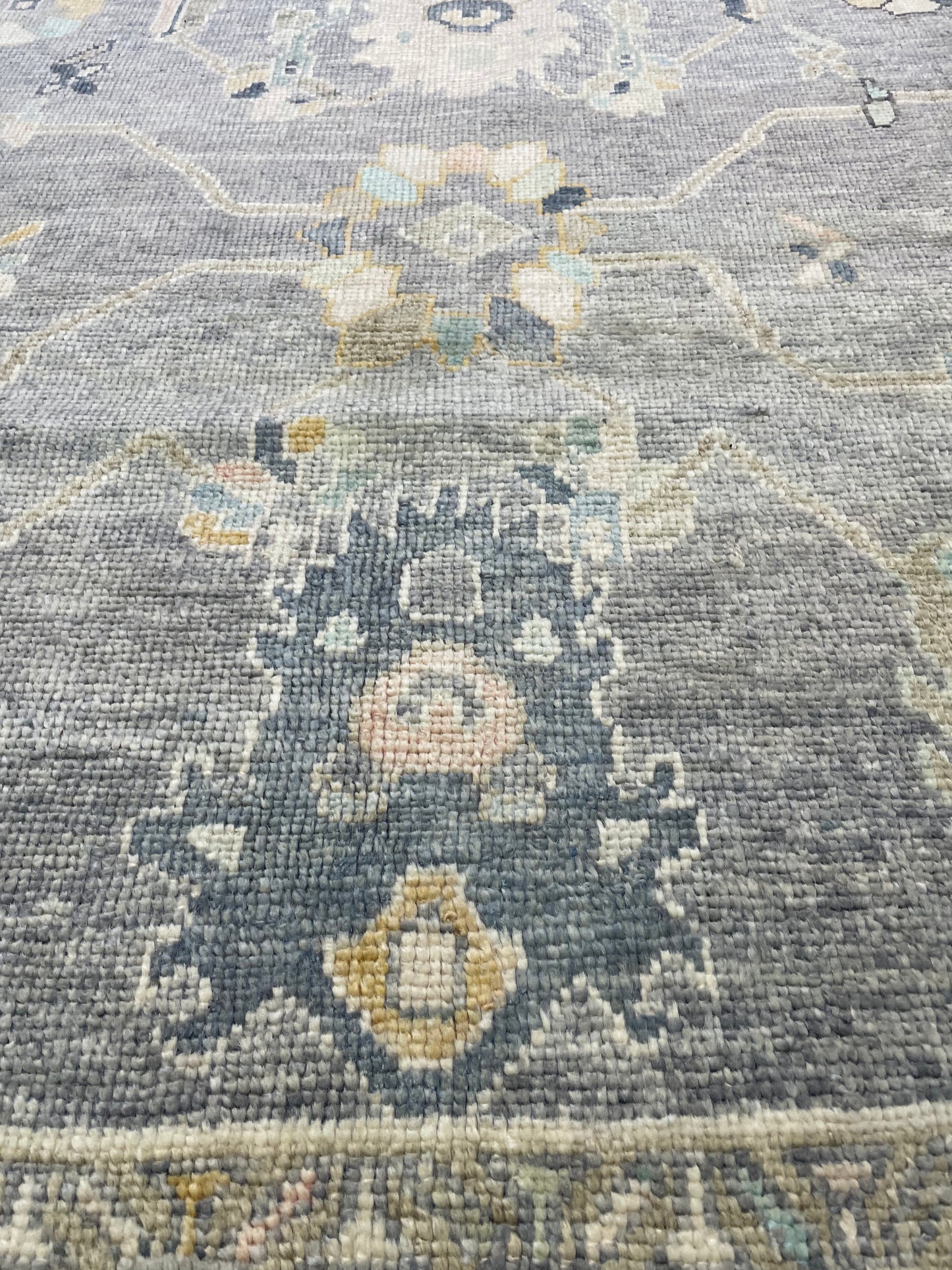 Hand-Knotted Wool Rug Turkish Oushak 9'7" x 14'1"