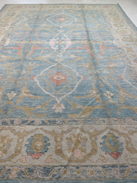 Hand-Knotted Wool Rug Turkish Oushak 10' x 13'8"