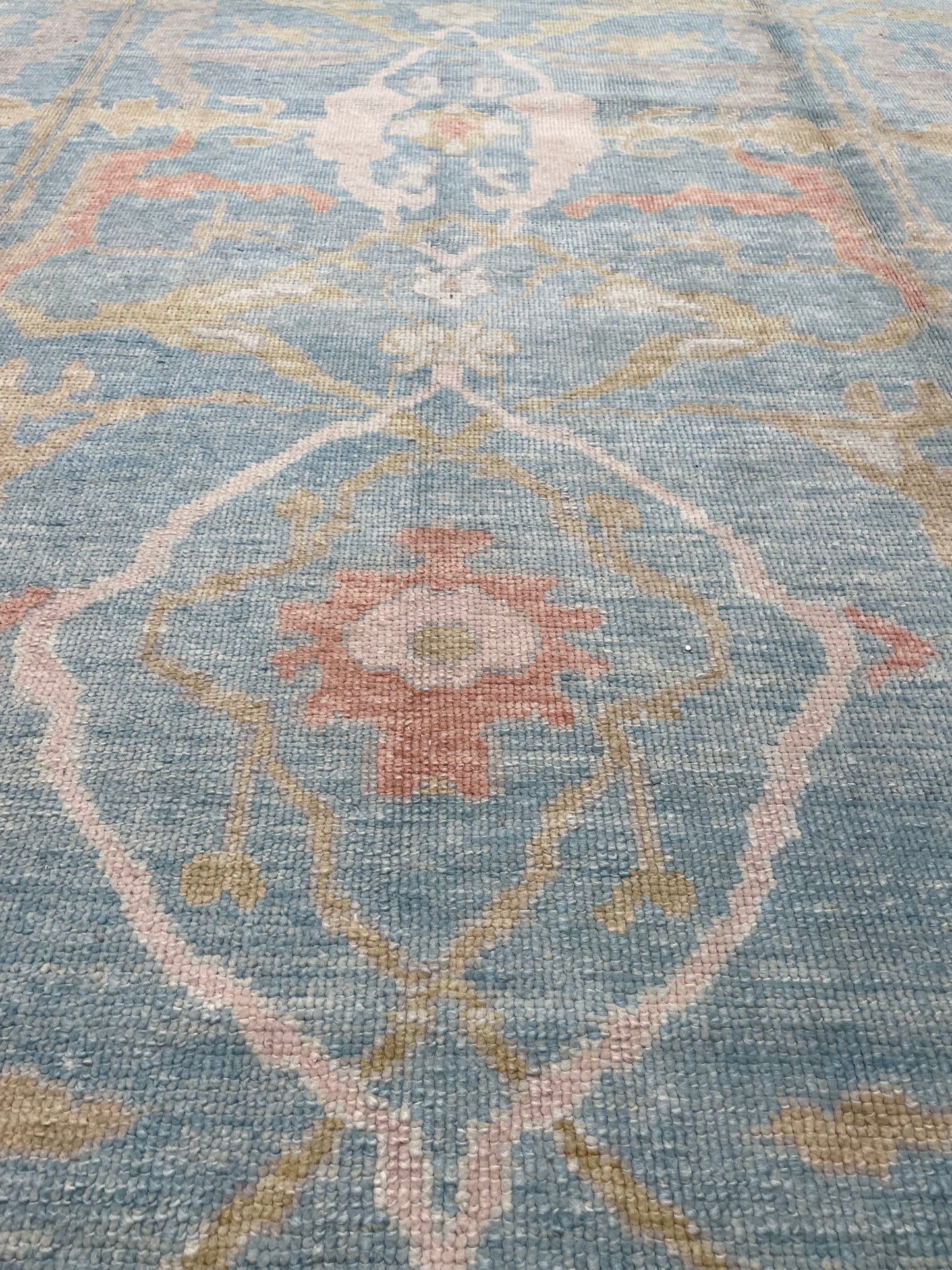 Hand-Knotted Wool Rug Turkish Oushak 10' x 13'8"