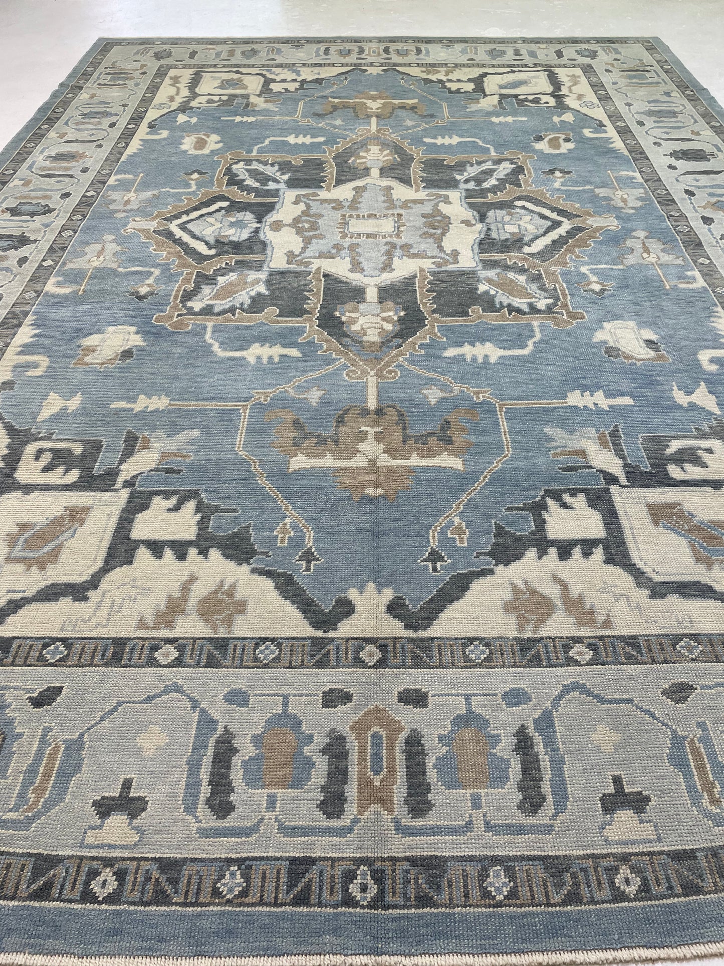 Hand-Knotted Wool Rug Turkish Oushak 10'2" x 14'5"