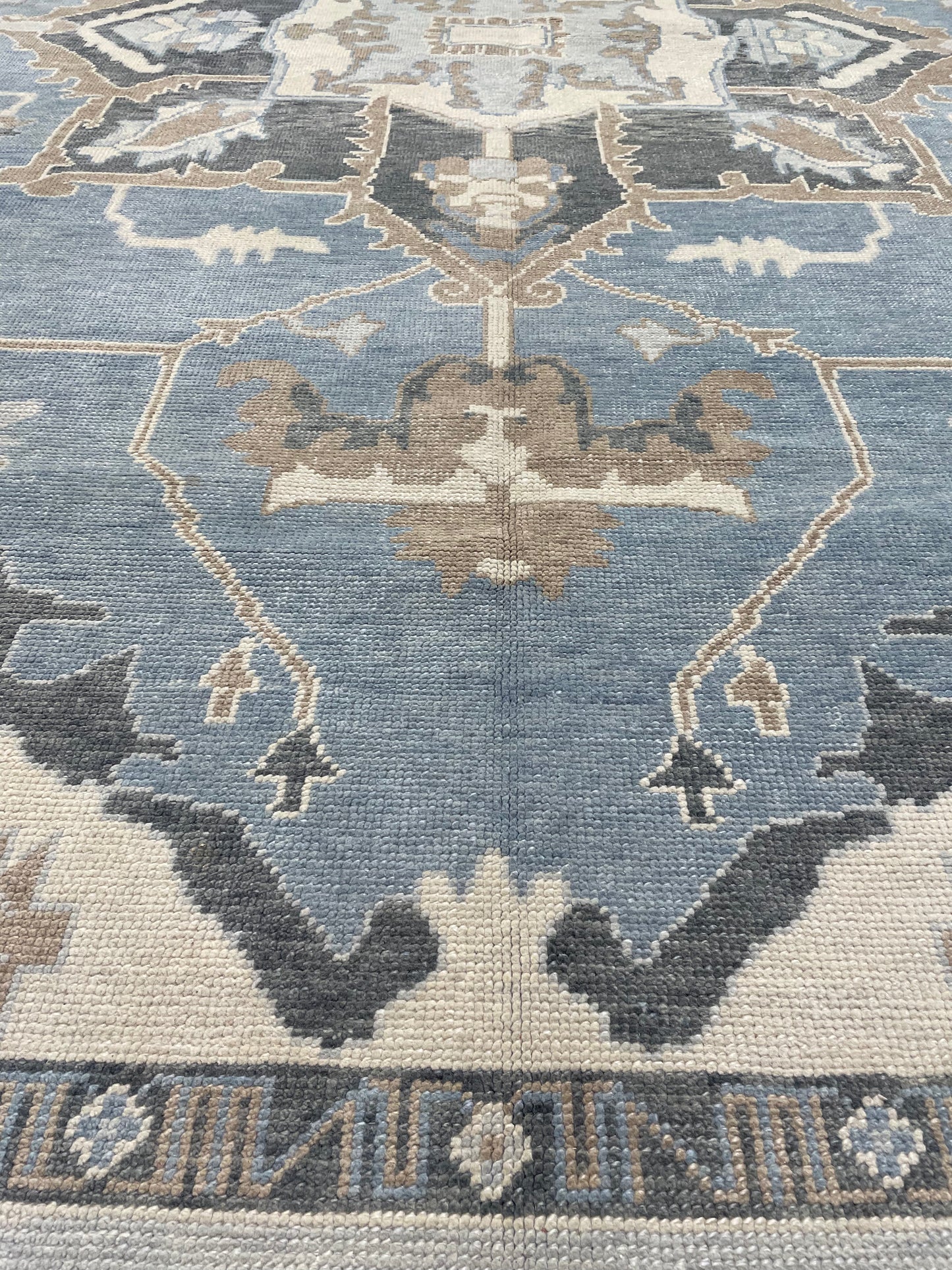 Hand-Knotted Wool Rug Turkish Oushak 10'2" x 14'5"