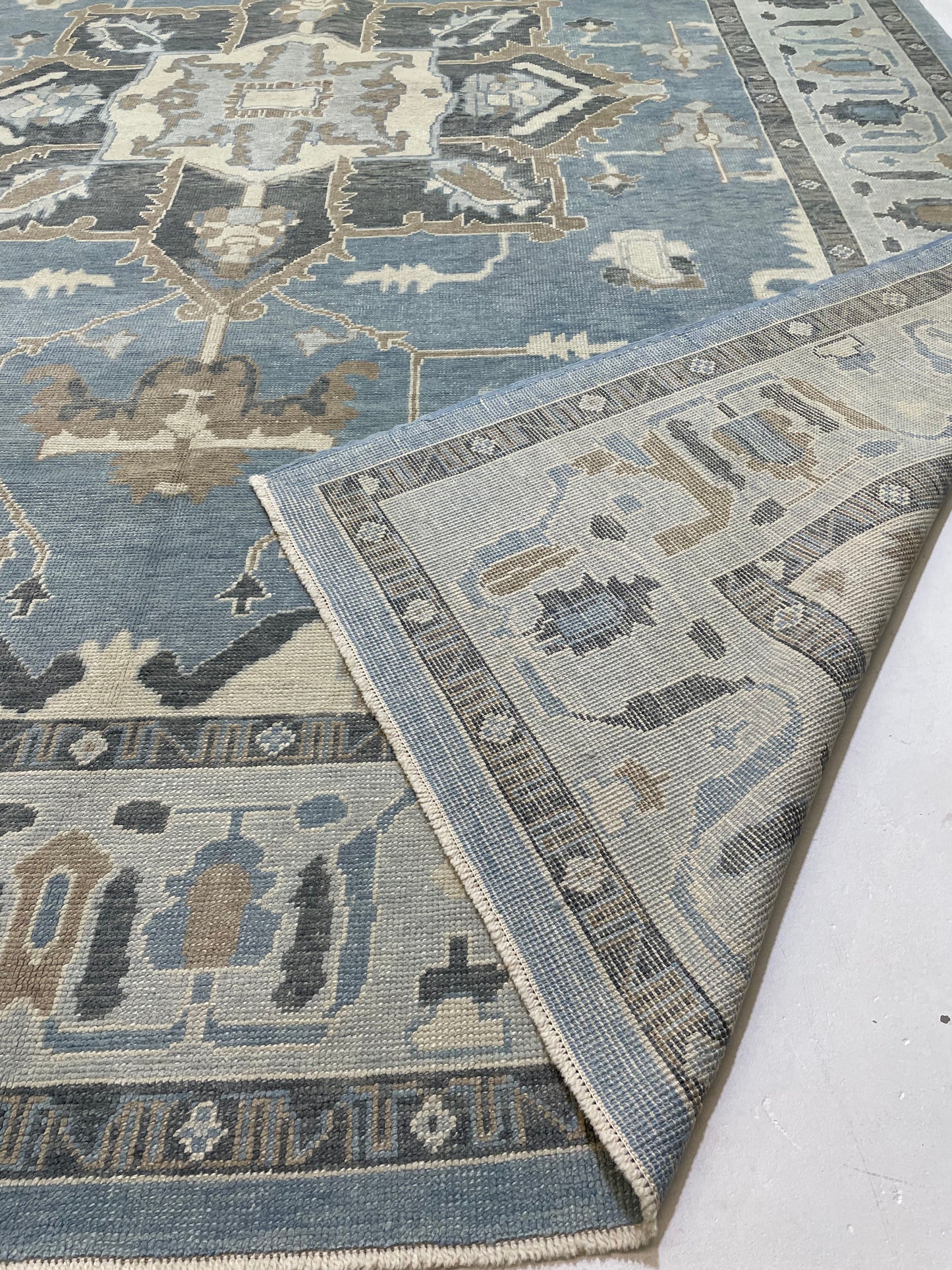 Hand-Knotted Wool Rug Turkish Oushak 10'2" x 14'5"