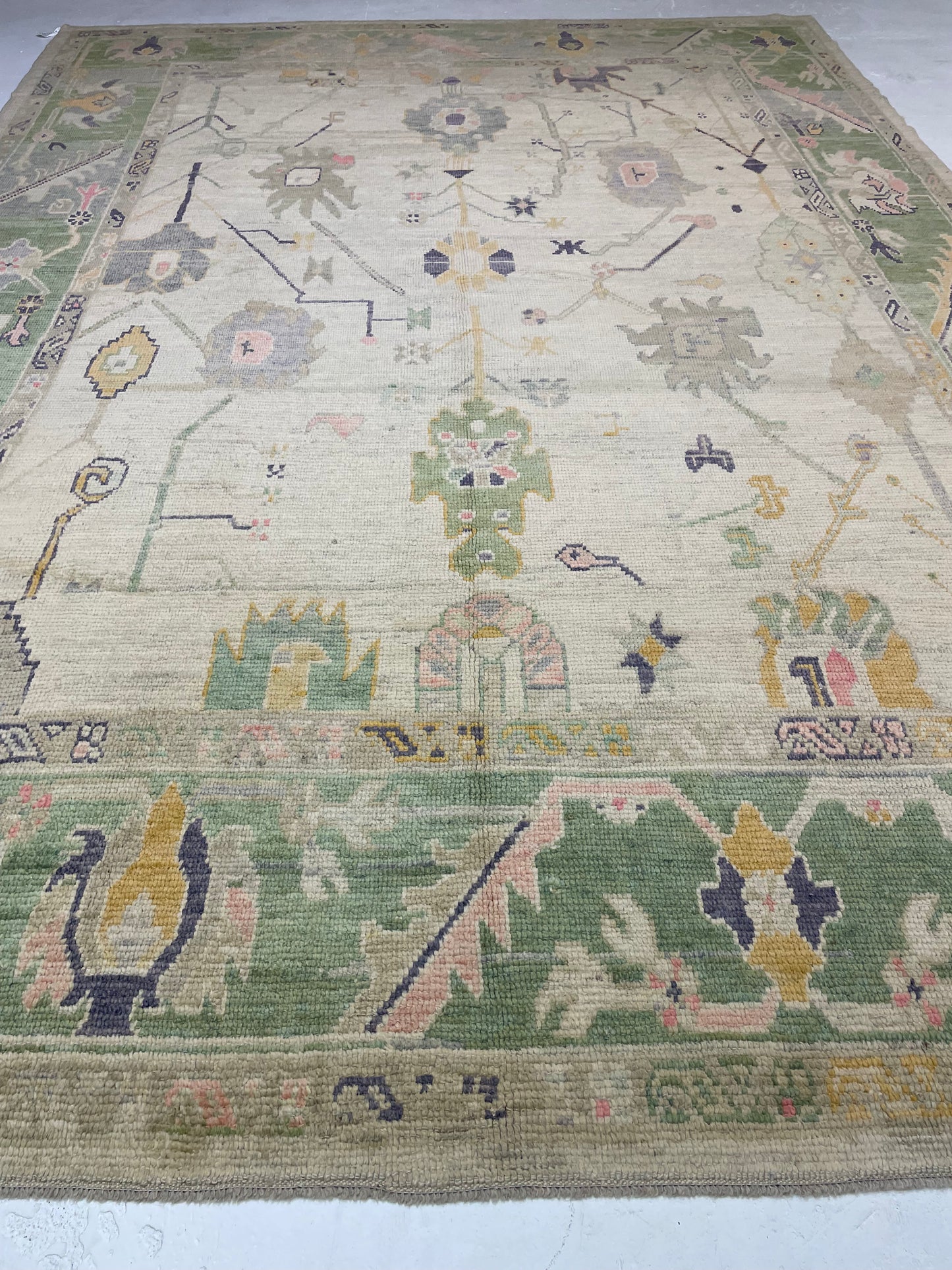 Hand-Knotted Wool Rug Turkish Oushak 10' x 14'