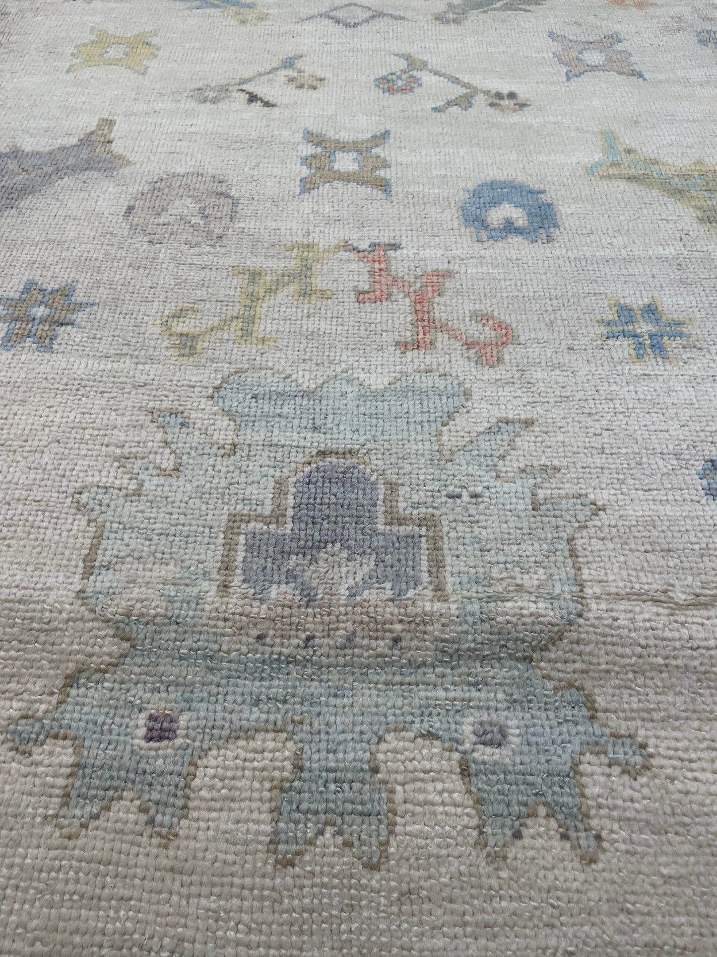 Hand-Knotted Wool Rug Turkish Oushak 10' x 13'8"