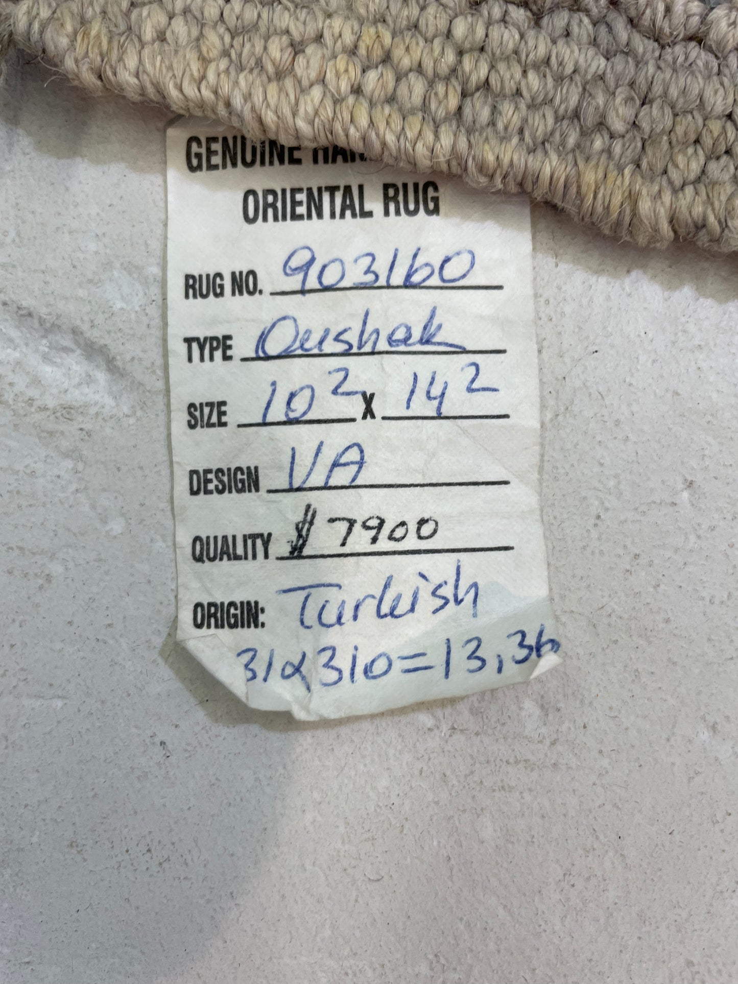 Hand-Knotted Wool Rug Turkish Oushak 10'2" x 14'2"