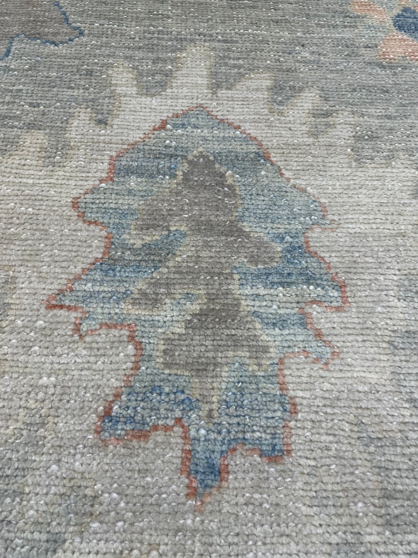 Hand-Knotted Wool Rug Turkish Oushak 9'5" x 14'