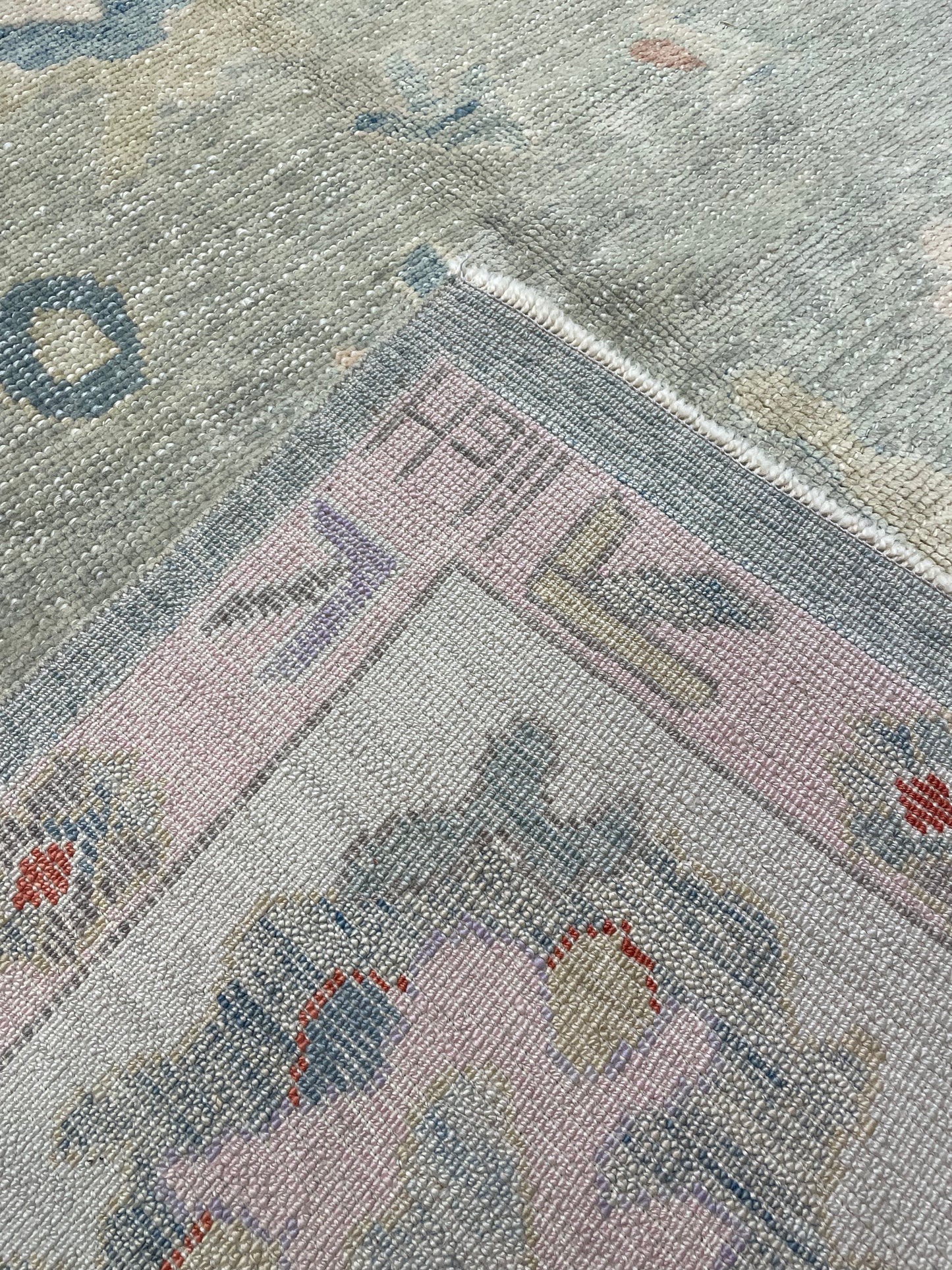 Hand-Knotted Wool Rug Turkish Oushak 9'5" x 14'