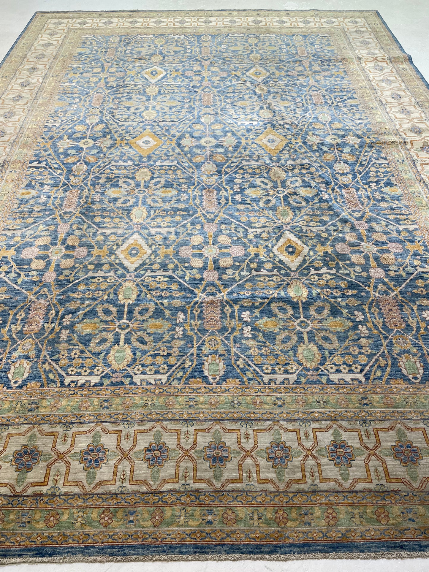 Hand-Knotted Wool Rug Turkish Oushak 10'1" x 13'9"