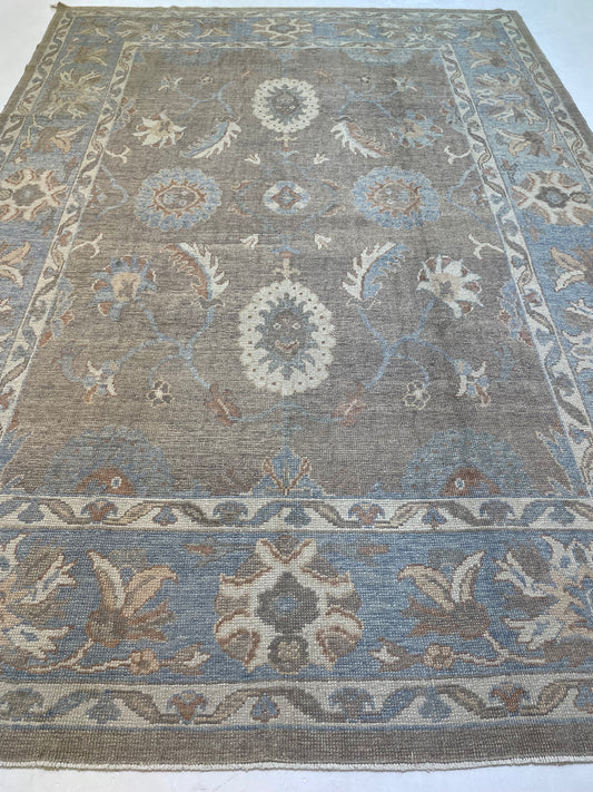 Hand-Knotted Wool Rug Turkish Oushak 9'5" x 11'9"