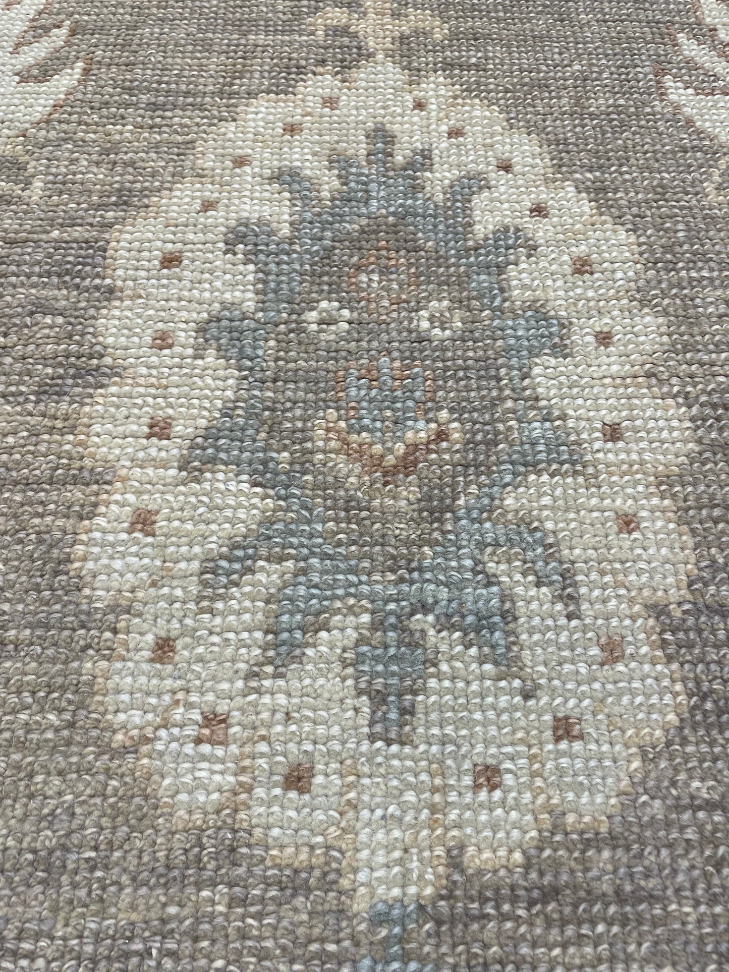 Hand-Knotted Wool Rug Turkish Oushak 9'5" x 11'9"