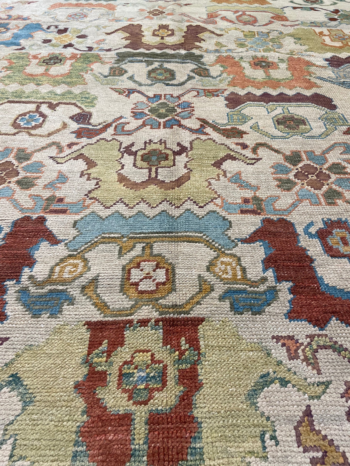 Hand-Knotted Wool Rug Turkish Oushak 10'7" x 14'10"