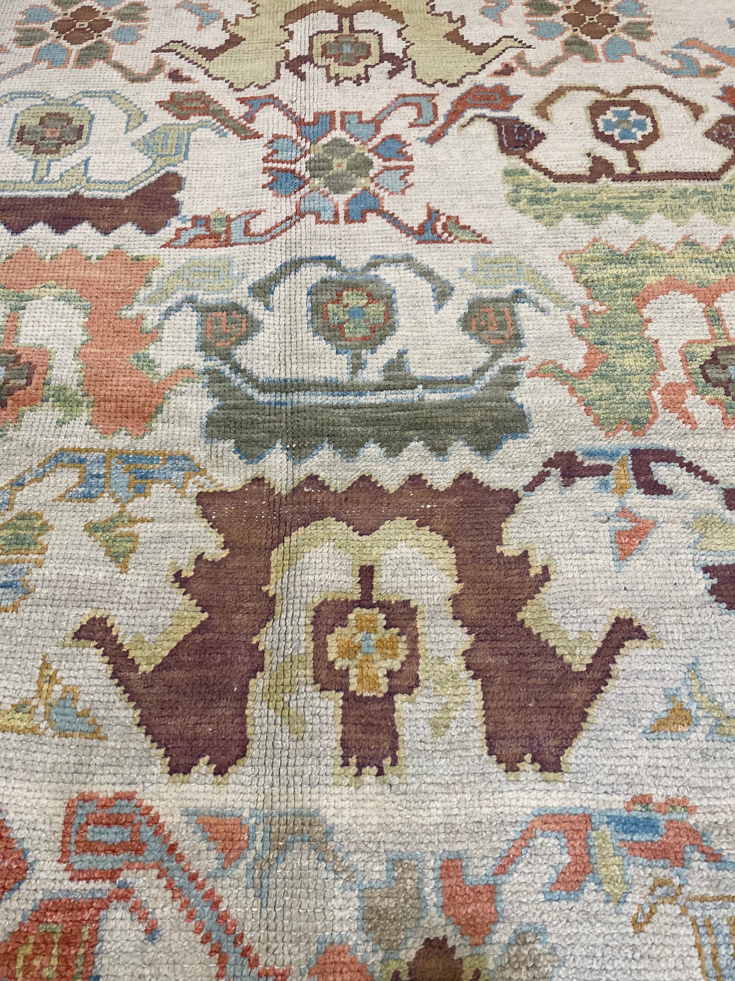 Hand-Knotted Wool Rug Turkish Oushak 10'7" x 14'10"