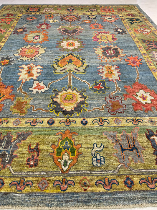 Hand-Knotted Wool Rug Turkish Oushak 10'6" x 13'4"