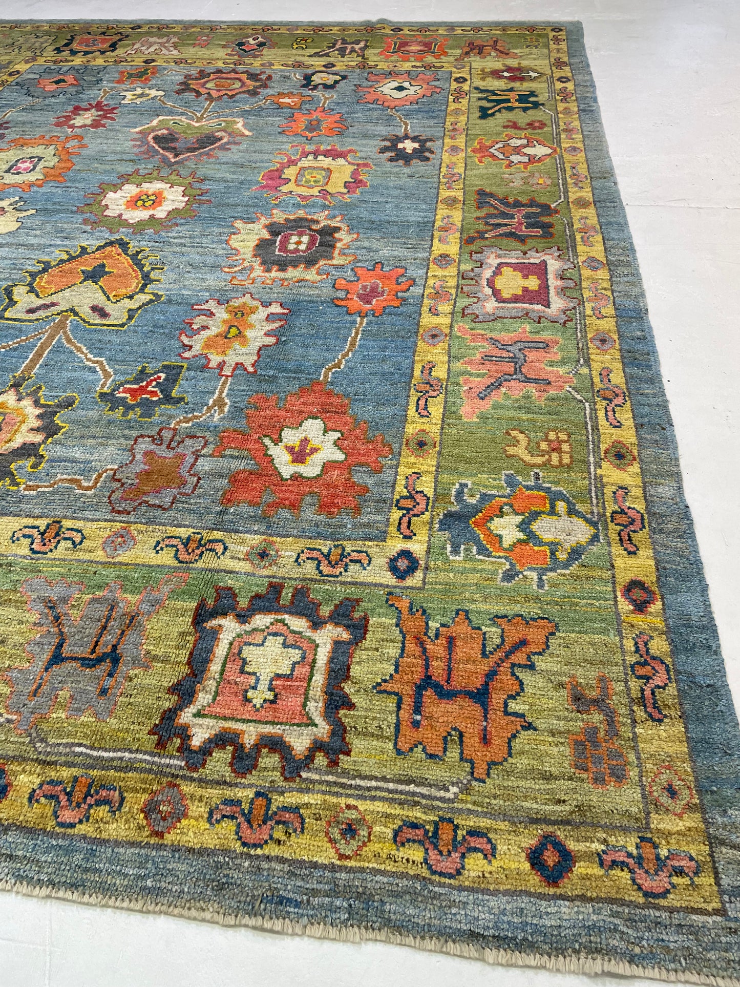 Hand-Knotted Wool Rug Turkish Oushak 10'6" x 13'4"