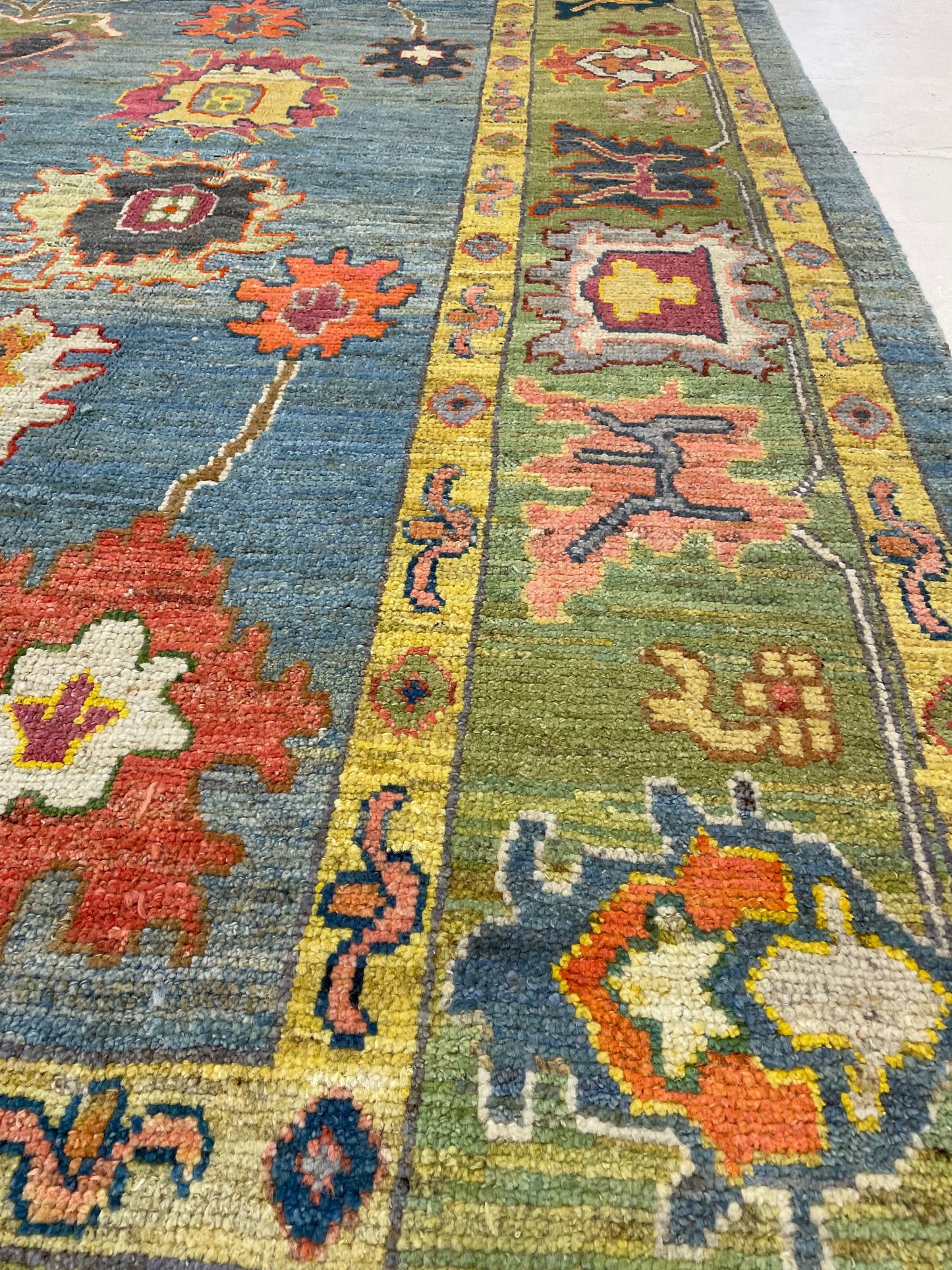 Hand-Knotted Wool Rug Turkish Oushak 10'6" x 13'4"