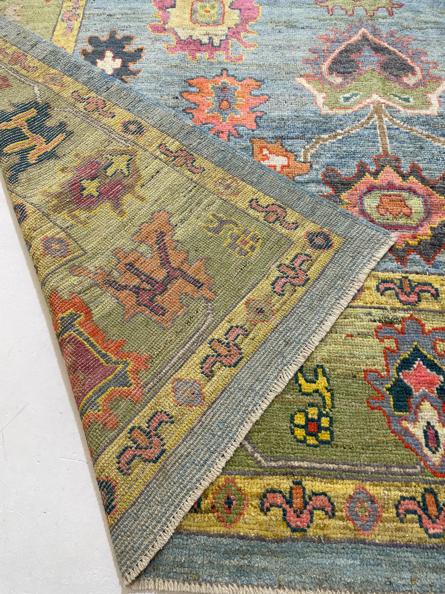Hand-Knotted Wool Rug Turkish Oushak 10'6" x 13'4"
