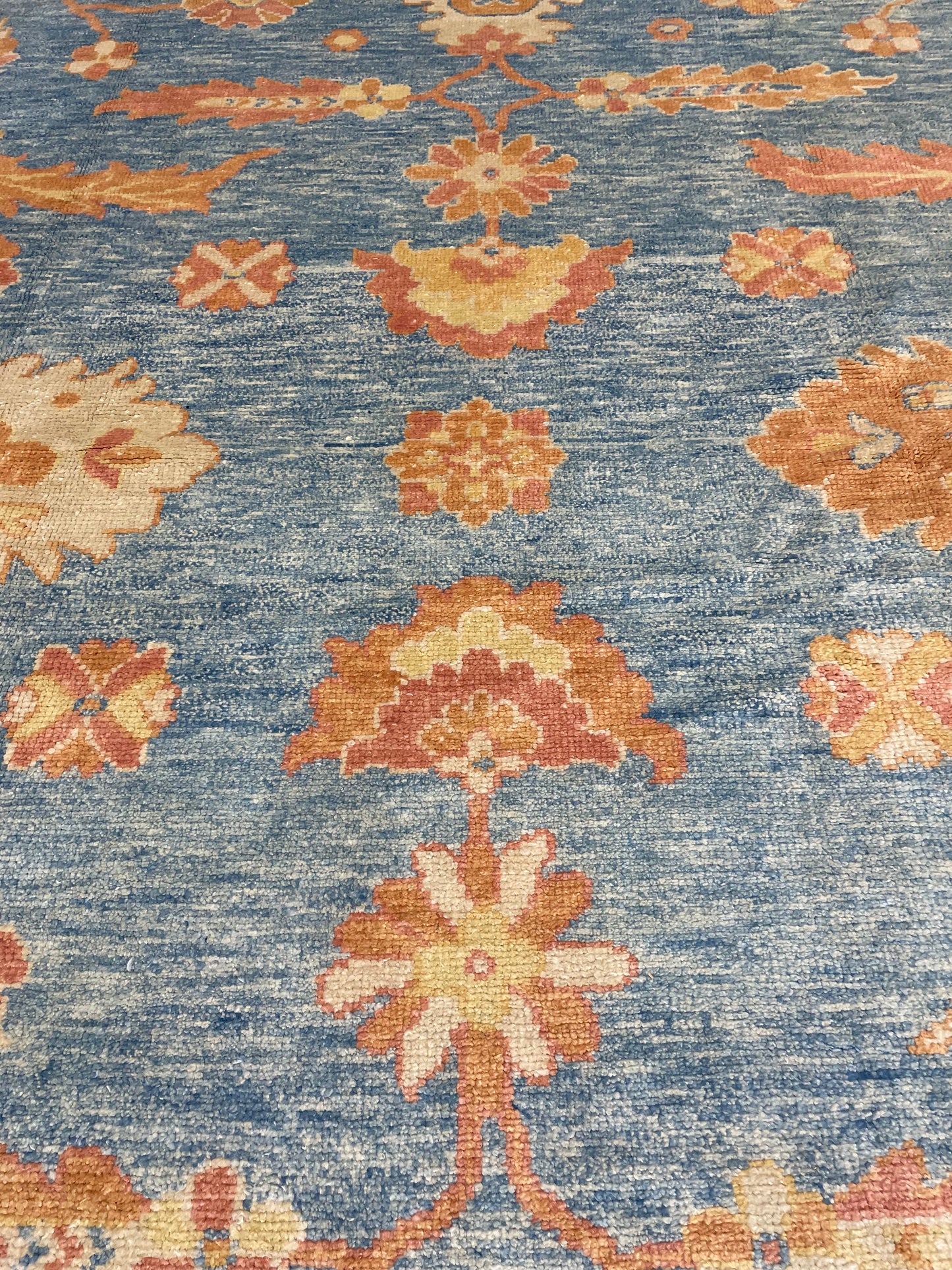 Hand-Knotted Wool Rug Turkish Oushak 9' x 12'