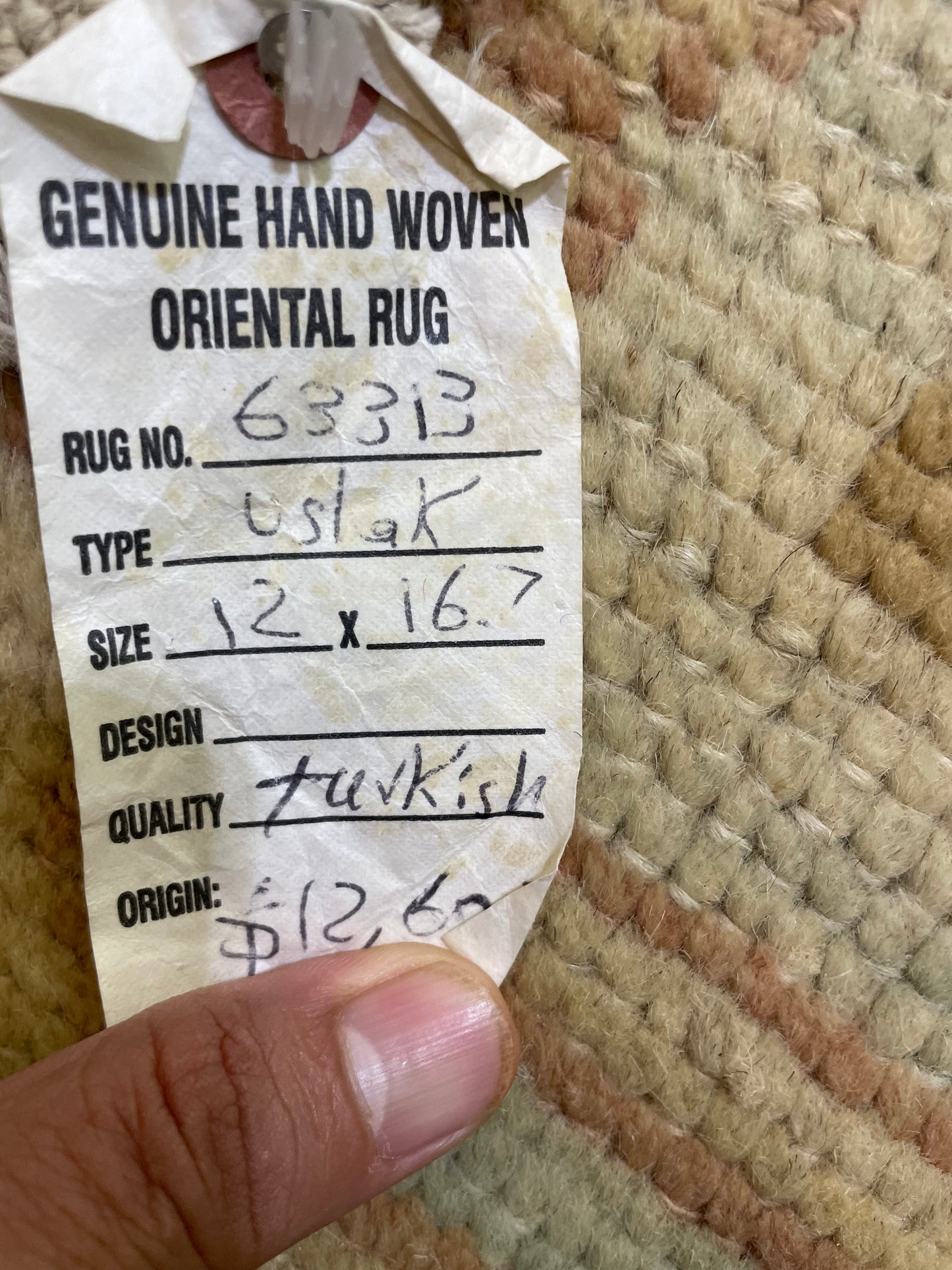 Hand-Knotted Wool Rug Turkish Oushak 12' x 16'7"