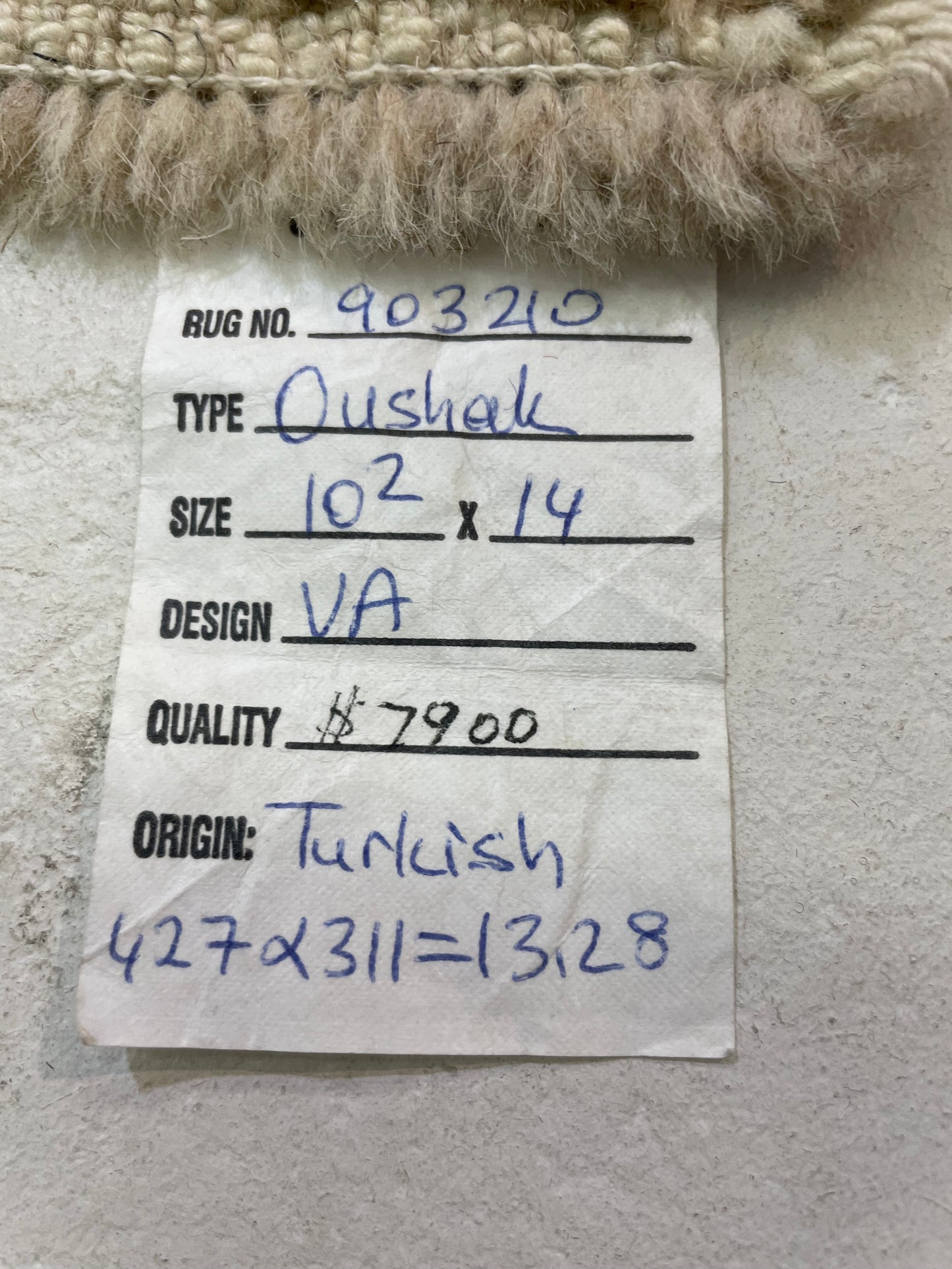 Hand-Knotted Wool Rug Turkish Oushak 10'2" x14'